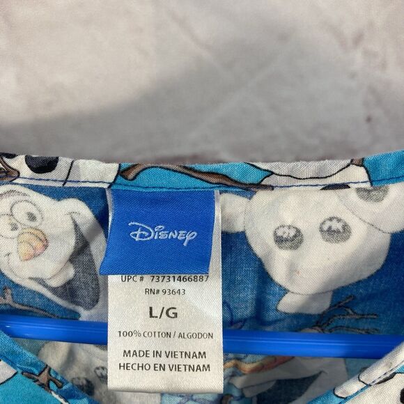 Disney Frozen OLAF Womens Scrub Top Large Nursing Uniform Pockets I Melt For You - Picture 3 of 6